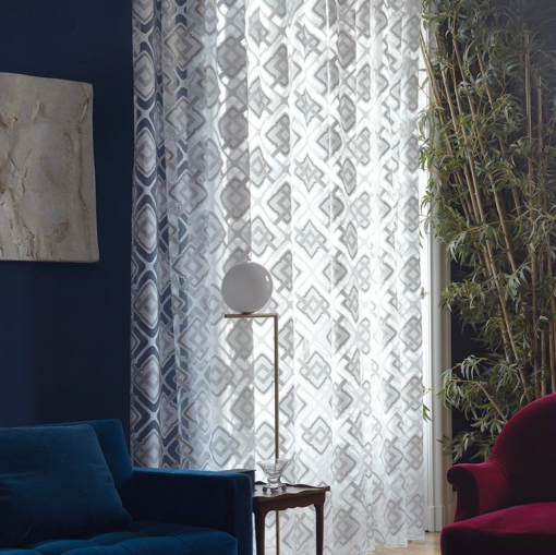 Immagine di Tenda per soggiorno, salotto, cameretta 4 metri con stampa geometrica bianca e tortora salina,  viaroma, 60