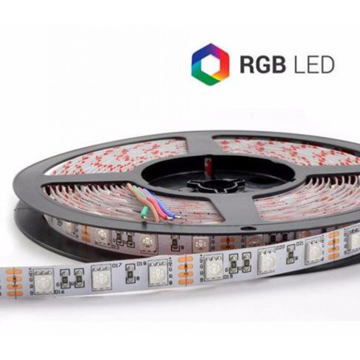 Immagine di Striscia led, strip led rgb 72w 24v ip20 per interni smd5050 5mt