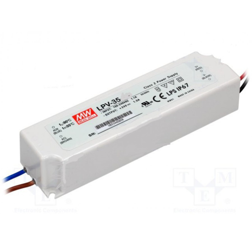 Immagine di Alimentatore led meanwell 35w 12v serie lpv per esterni ip67