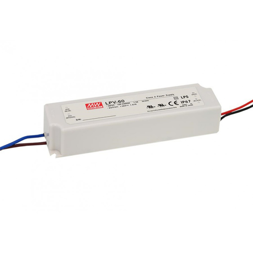 Immagine di Alimentatore led meanwell 60w 12v serie lpv per esterni ip67