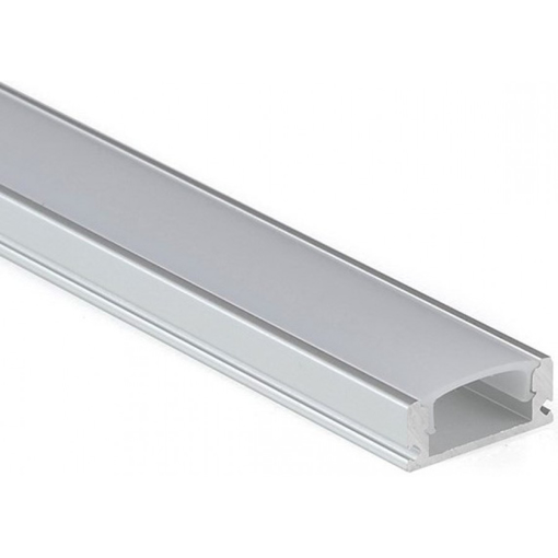 Immagine di Profilo alluminio esterno da 2mt con cover opalina kit comp. staffe + tappi