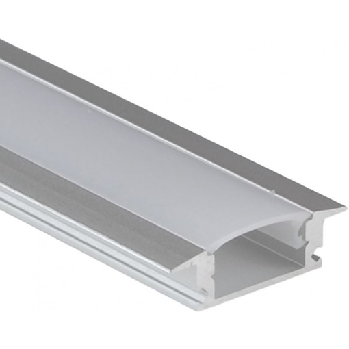 Immagine di Profilo alluminio ad incasso da 2mt con cover opalina kit comp. staffe + tappi
