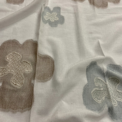 Immagine di Tenda per soggiorno, cucina, cameretta 4 metri misto lino,  con fiore grande, tarragona padana tessuti