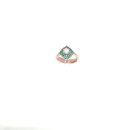 Immagine di Anello donna, elegante, argento rosè, zirconi verde e bianco, regolabile