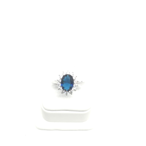 Immagine di Anello regina, donna, elegante, argento bianco, zircone blu e bianchi, regolabile