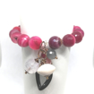 Immagine di Bracciale donna, elegante, agata fucsia naturale, dettagli in argento dorato artigianale