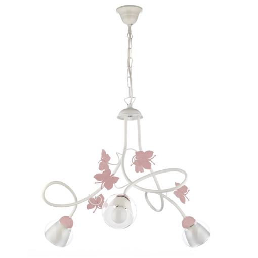 Immagine di Lampadario butterfly bianco/rosa 3 luci