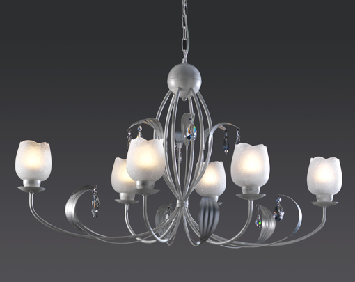 Immagine di Lampadario olga 6 luci bianco/argento