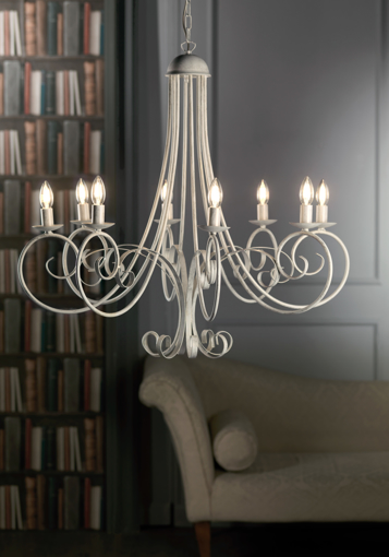 Immagine di Lampadario pompei 8 luci bianco invecchiato