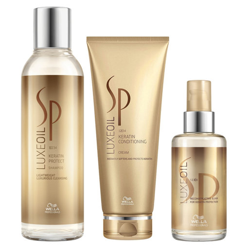 Immagine di Wella sp kit luxe oil keratin shampoo 200ml + conditioner 200ml + oil 100ml - colore: