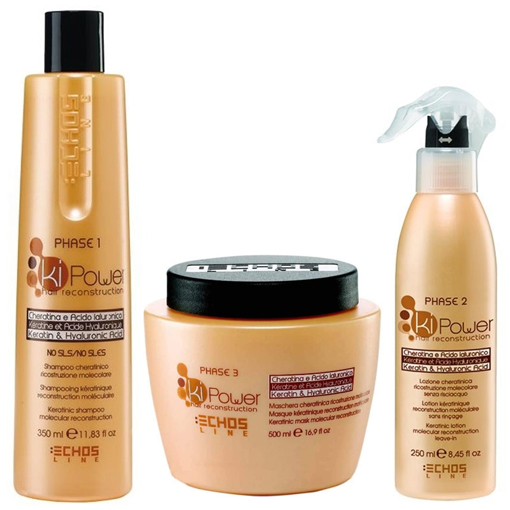 Immagine di Echosline kit ki power shampoo 350ml + mask 500ml + lozione cheratinica 250ml - colore: