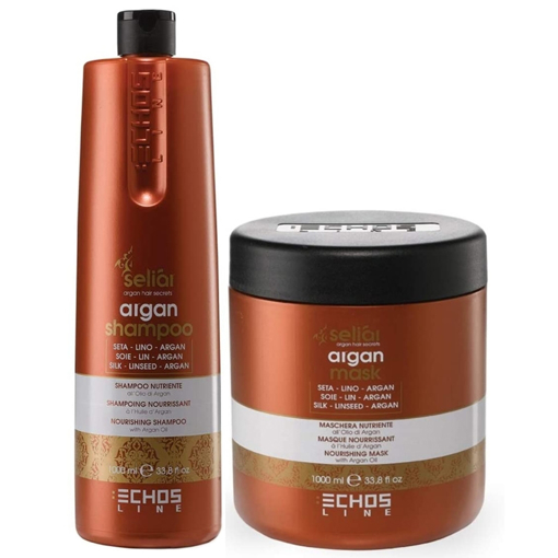 Immagine di Echosline kit seliàr argan shampoo nutriente 1000ml + mask nutriente 1000ml - colore:
