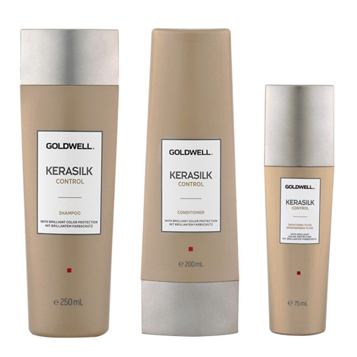 Immagine di Goldwell kit kerasilk control shampoo 250ml + conditioner 200ml + fluid 75ml - colore: