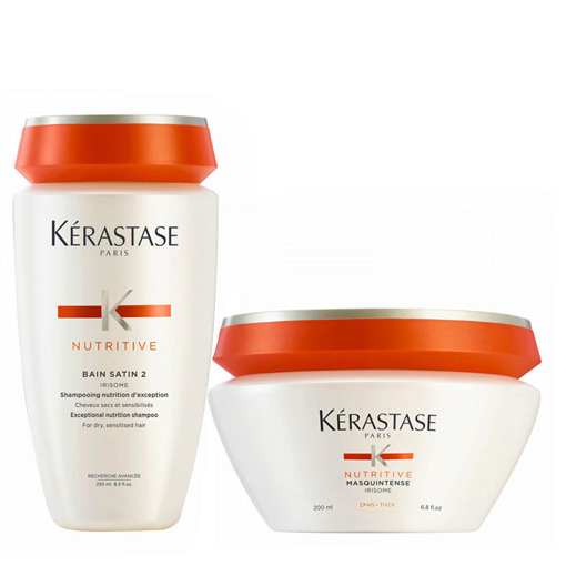 Immagine di Kerastase kit nutritive bain satin 2 shampoo 250ml + masquintense capelli grossi 200ml - colore: