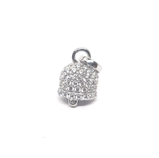 Immagine di Ciondolo campanella portafortuna in argento e zirconi bianchi