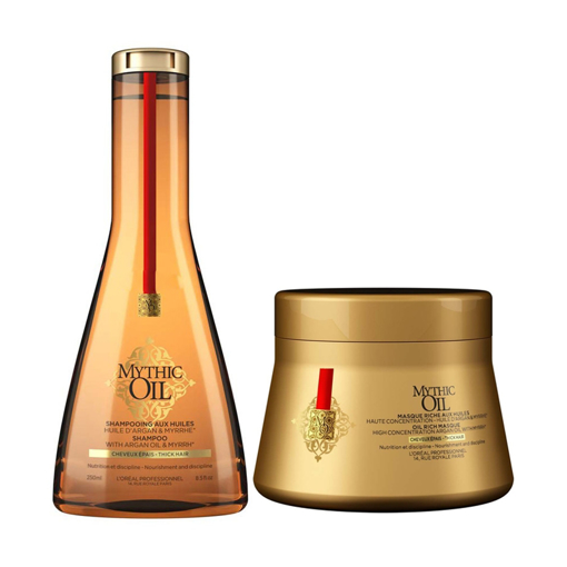 Immagine di L'oreal kit mythic oil shampoo 250ml + maschera 200ml per capelli spessi - colore: