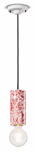 Immagine di Pi sospensione cilindro largo  pendantming rosso  ming red - 1 x max 77w e27 - ip20