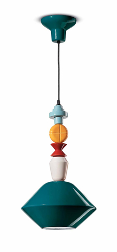 Immagine di Lariat sospensione h.56  pendant h.56verde petrolio  green oil - 1 x max 53w e27 - ip20