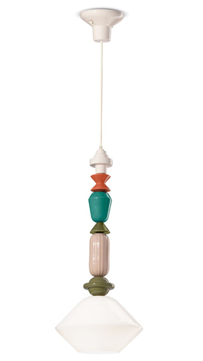 Immagine di Lariat sospensione vetro h.70  pendant h.70bianco latte  milk white - 1 x max 53w e27 - ip20