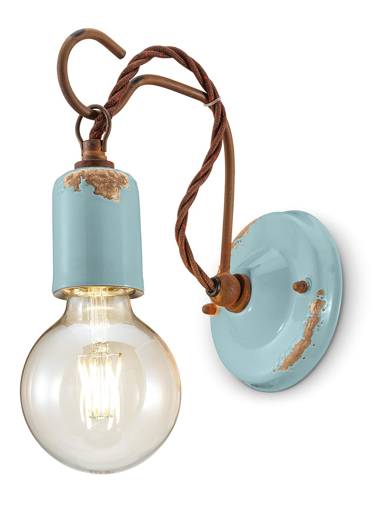 Immagine di Vintage applique  wall lampvintage azzurro  vintage light blue - 1 x max 53w e27 - ip20