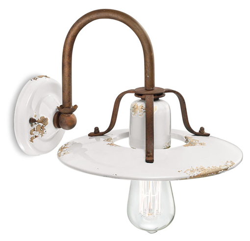 Immagine di Country applique  wall lampvintage bianco  vintage white - 1 x max 77w e27 - ip20