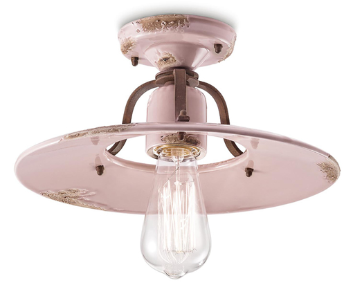 Immagine di Country plafoniera d.30  ceiling lamp d.30vintage cipria   vintage pink  - 1 x max 77w e27 - ip20