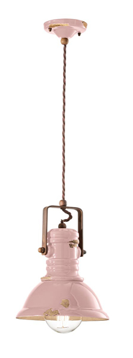 Immagine di Industrial sospensione d.23  pendant d.23vintage cipria   vintage pink  - 1 x max 53w e27 - ip20