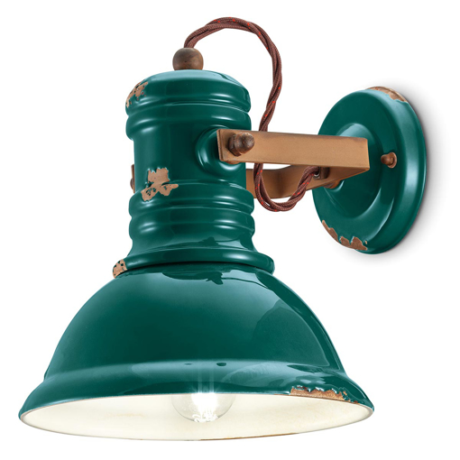 Immagine di Industrial applique  wall lamp vintage verde  vintage green oil - 1 x max 53w e27 - ip20