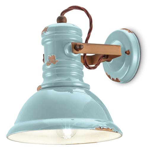 Immagine di Industrial applique  wall lamp vintage azzurro  vintage light blue - 1 x max 53w e27 - ip20