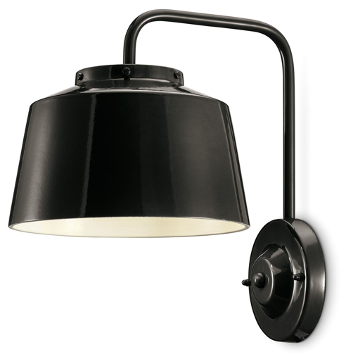 Immagine di 50's applique  wall lamp d.23smalto nero  glazed black - 1 x max 77w e27 - ip20
