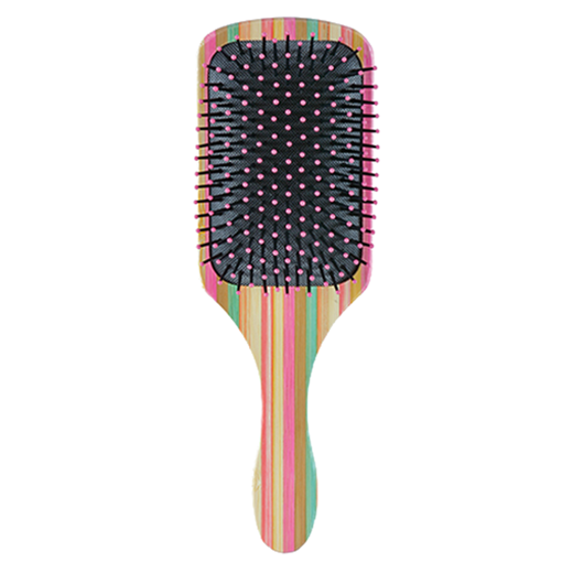 Immagine di Bifull striped wood spazzola bamboo racchetta rosa - colore:
