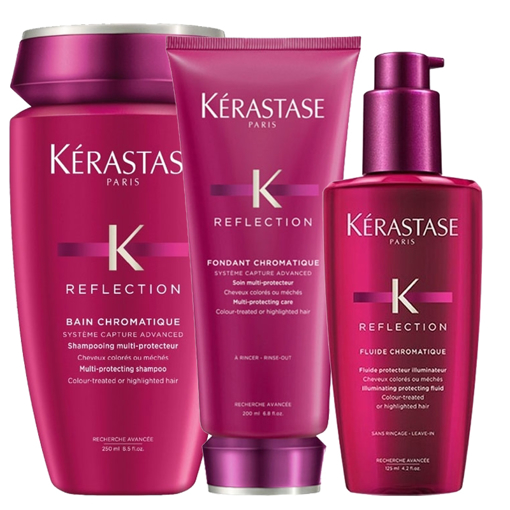 Immagine di Kerastase kit reflection bain chromatique 250ml + fondant 200ml + fluide 125ml - colore: