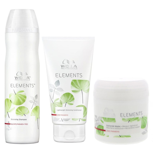 Immagine di Wella kit elements rigenerante shampoo 250ml + maschera 150ml + balsamo 200ml - colore: