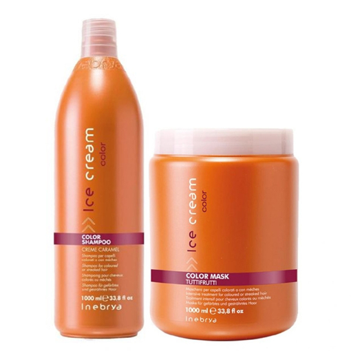 Immagine di Inebrya kit ice cream color shampoo 1000ml + mask 1000ml - colore:
