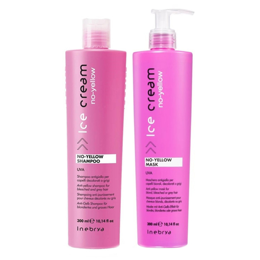 Immagine di Inebrya kit ice cream no-yellow shampoo 300ml + mask 300ml - colore: