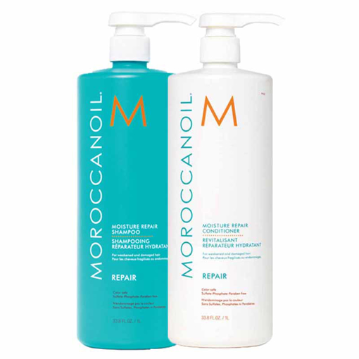 Immagine di Moroccanoil kit moisture repair shampoo 1000ml + conditioner 1000ml - colore: