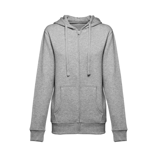 Immagine di Thc amsterdam women. felpa da donna, con zip e cappuccio grigio chiaro mélange m