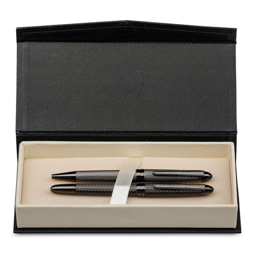 Immagine di Royal. set con penna roller e penna a sfera in metallo grigio scuro