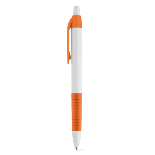 Immagine di Penna a sfera Aero in plastica bianca con finitura antiscivolo arancione