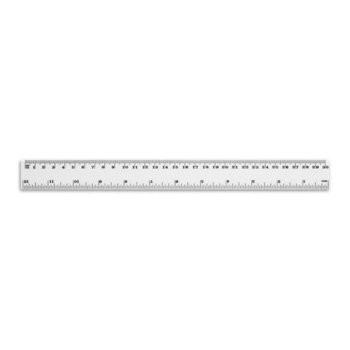 Immagine di Ruler Righello di 30 cm con scala in cm e inch. 305 x 32 x 3 mm