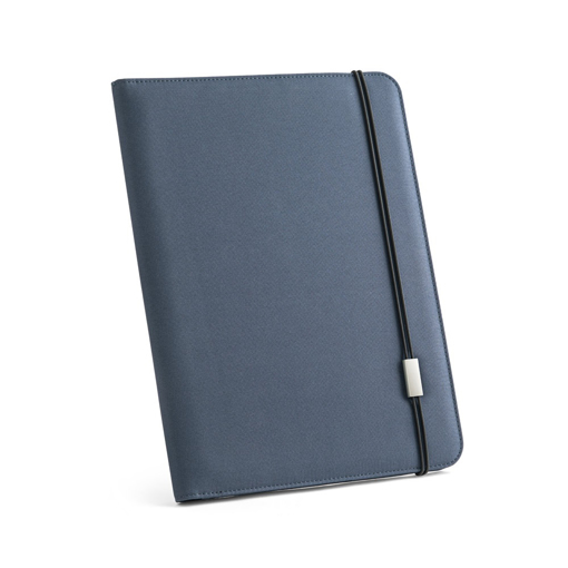 Immagine di Emerge folder II, cartella A4 in rPET blu con elastico, tasche interne, supporto penna (non inclusa),  block note da 20 pagine bianche a righe