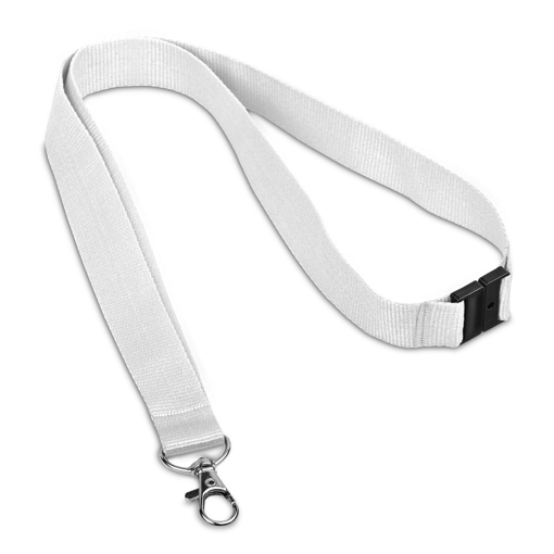 Immagine di Lanyard bianco poliestere con moschettone in metallo