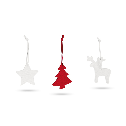 Immagine di Set di 3 decorazioni natalizie in feltro. 3 motivi diversi Bianco