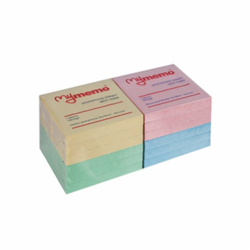 Immagine di 12 pz blocco adesivo 76x76 my memo col.tenui 30nik004/1my