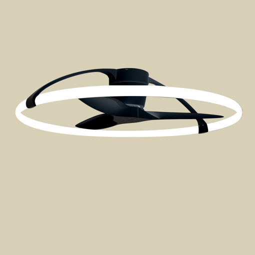 Immagine di Plafoniera led con ventilatore Nepal mini nero, diametro 75cm