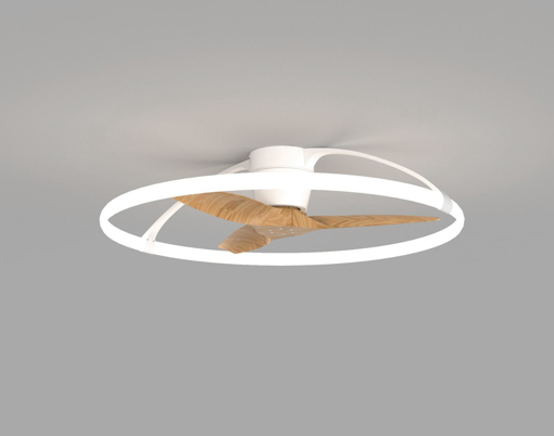 Immagine di Plafoniera led con ventilatore Nepal mini bianco/legno, diametro 75cm