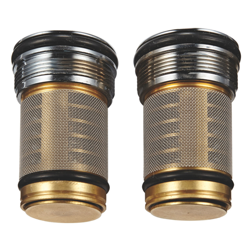 Immagine di Ricambio coppia filtri cromo con valvola di non ritorno per termostatici 3/4" grohe 1411500m