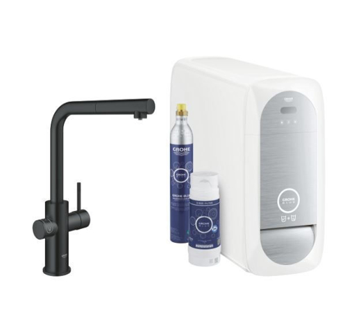 Immagine di Grohe blue home rubinetto multifunzione nero con doccetta estraibile 31539ks0