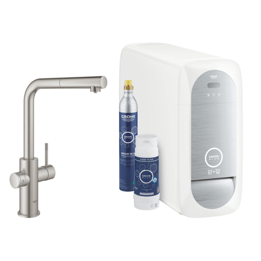 Immagine di Grohe blue home rubinetto multifunzione satinato con doccetta estraibile 31539dc0